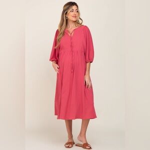 Pinkblush coral linen midi dress nwt